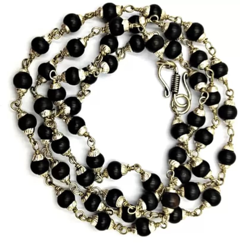 Unisex-Adult Clickmart Natural Karungali Kattai Malai (Ebony Wood With Star Metal Cap) 6 Mm Ebony Wood Necklace With Silver Chain & Cap (64 Beads) (B0CL7PFS5S) Amazon Price History, Amazon Price Tracker