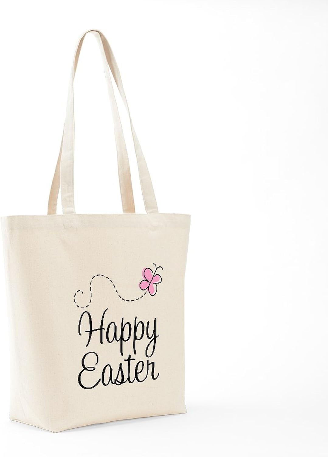 CafePress Happy Easter Tote Bag Reusable Natural Beige Canvas Shopping Bag