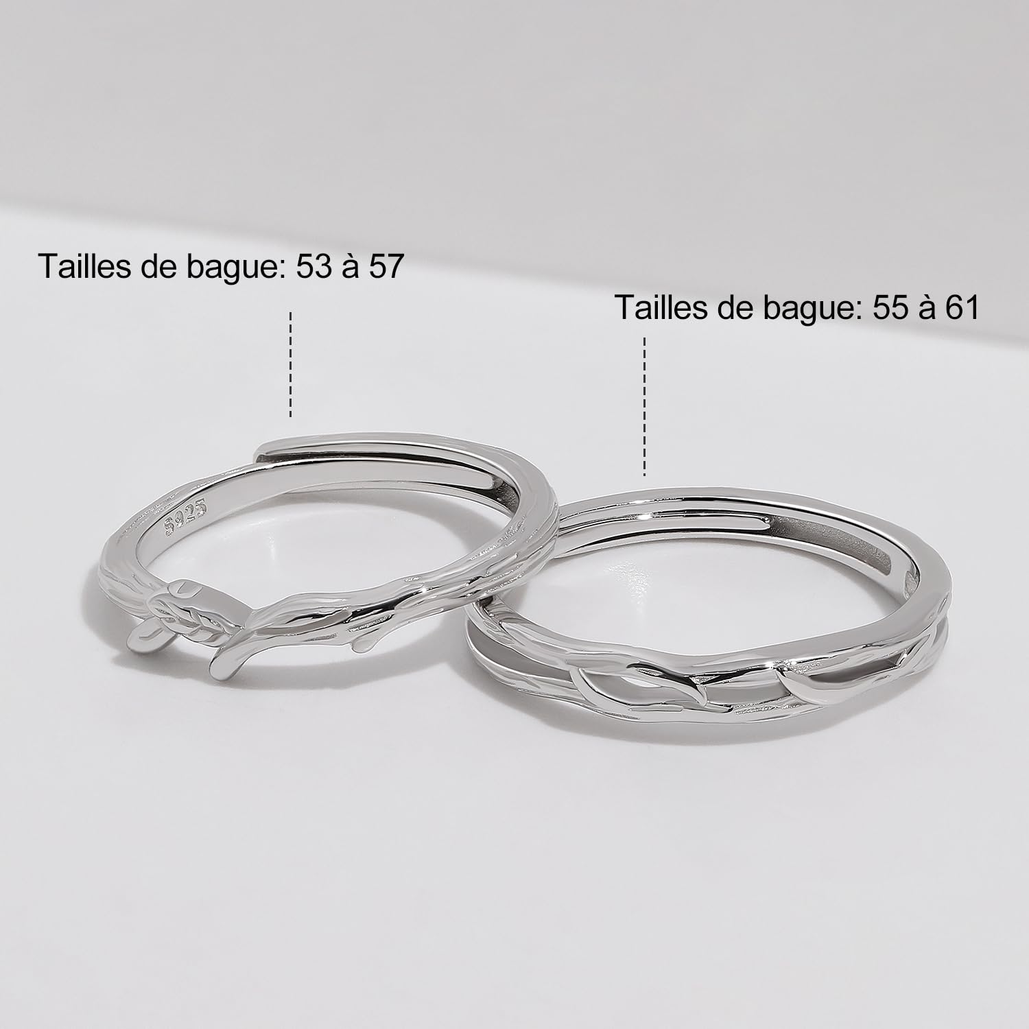 Meissa Bague Couple pour Hommes et Femmes Argent 925 Éternité Promesse Fiançailles Bagues engagement Réglable Anniversaire Bague De Mariage Bague Bijoux Cadeau