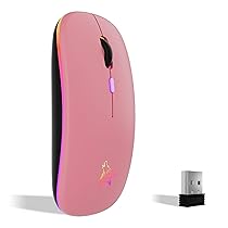 TQQ Mouse wireless ricaricabile, mouse retroilluminato a 7 colori con mini ricevitore USB da 2,4 GHz, mouse gaming, compatibile con laptop, PC, computer, Chromebook, Notebook e iPad Etc