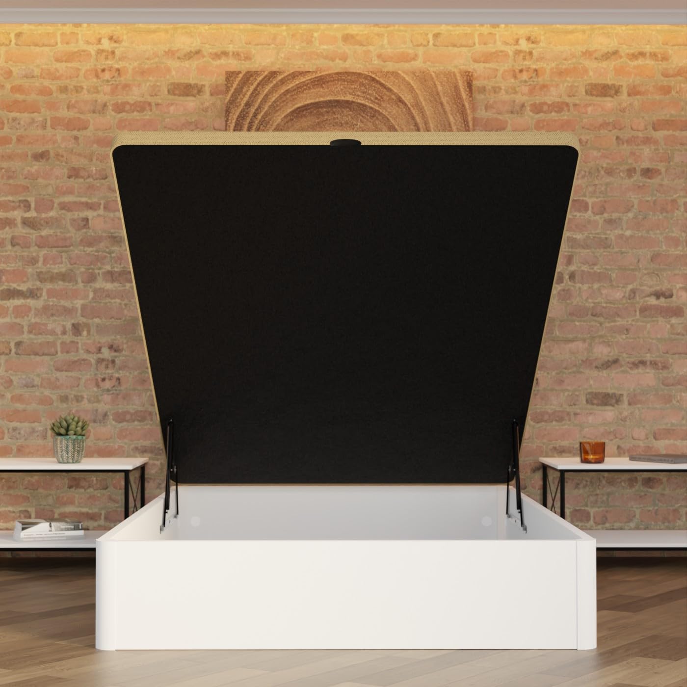 Homey - Canapé Abatible de Madera Súper Reforzado con Gran Capacidad, Esquinas Redondeadas, 135 x 190, Blanco