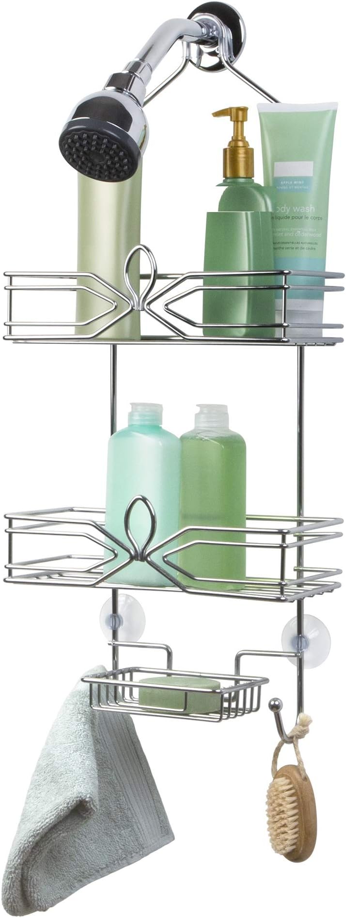 RichardsHomewares Aria 3-Tier Shower and Bath Caddy with Soap Dish, 11 x 4.9 x 25.4-Inch, Chrome