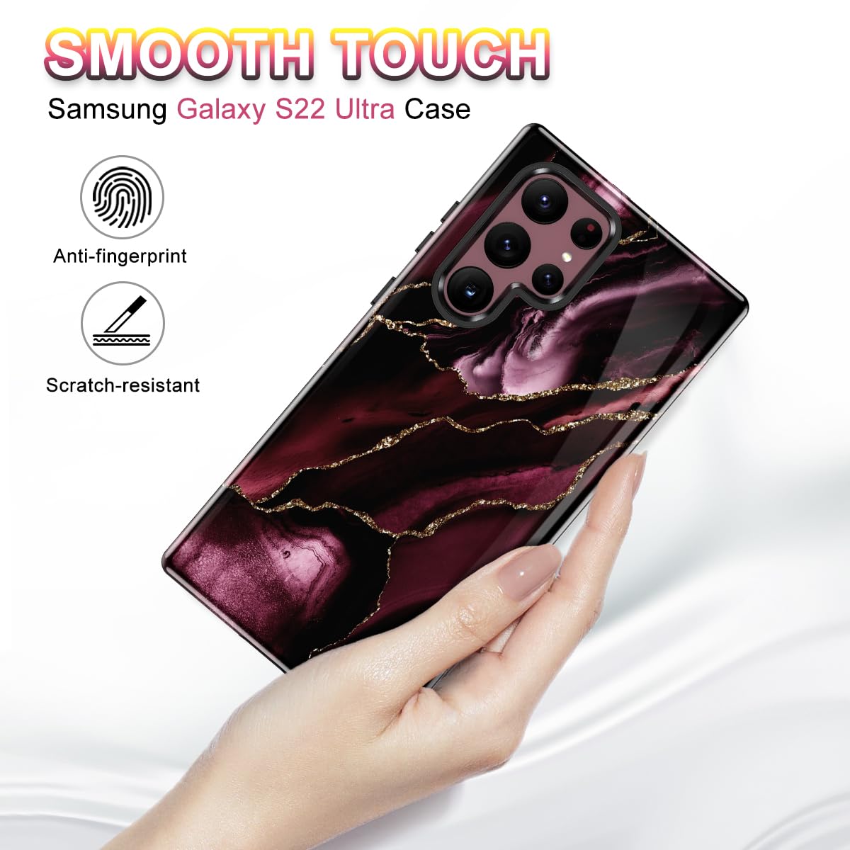 Btscase Funda para Samsung Galaxy S22 Ultra 5G, diseño de mármol 3 en 1, resistente, a prueba de golpes, cuerpo completo, policarbonato duro y silicona suave, protección contra caídas, para mujeres y