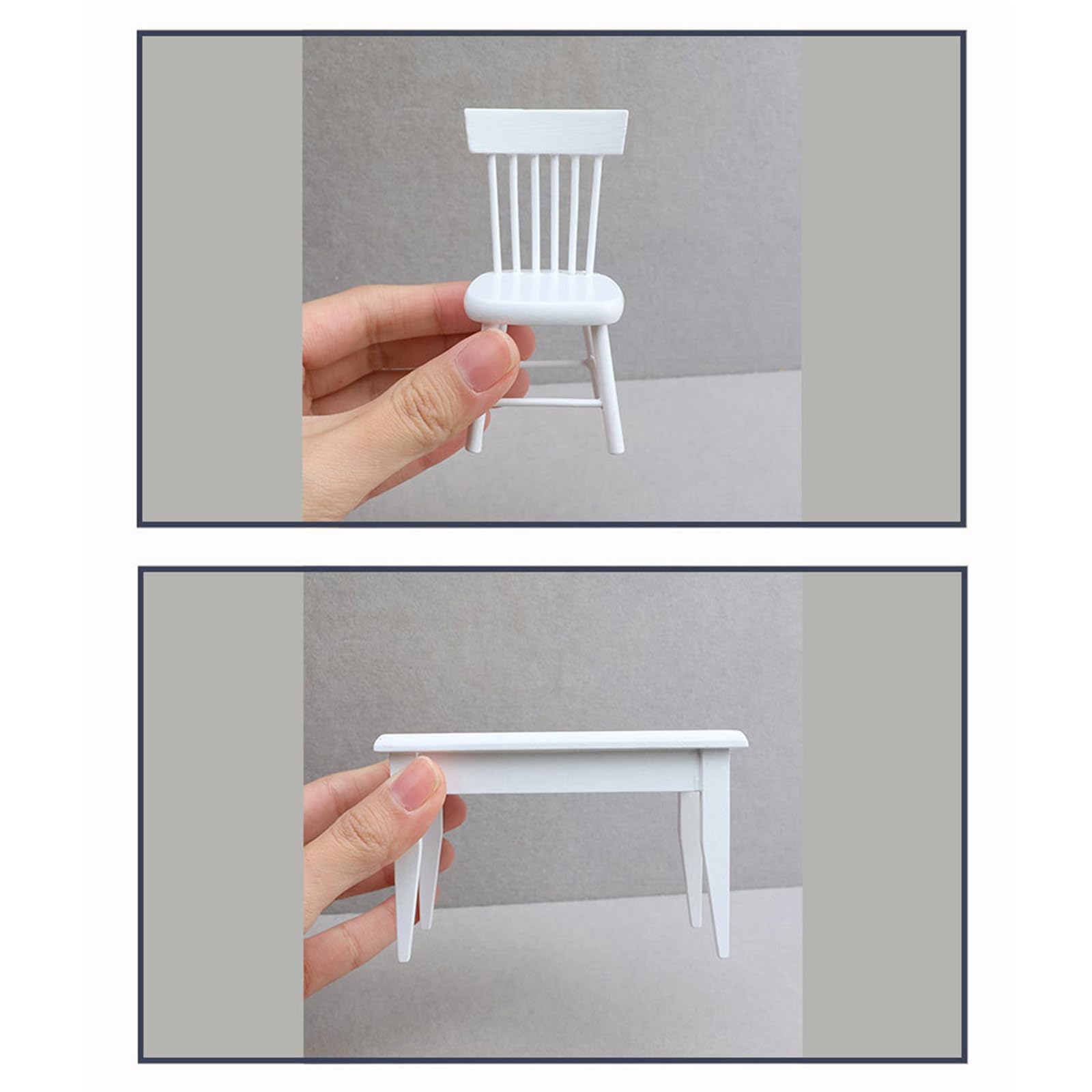 Mobilier de cuisine compact en bois 8 pièces pour présentation de poupées comprenant des chaises de table et des unités de rangement accessoires de maison modèle en bois