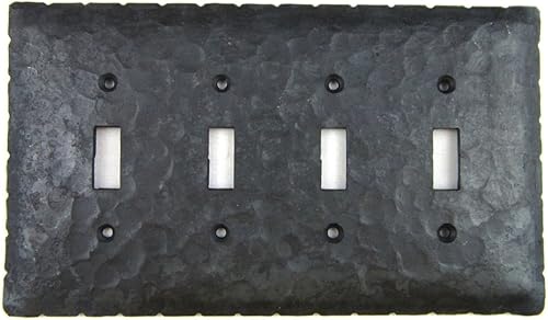 Miniatura 2 de Rustic Rancho Cubierta de placa de interruptor de palanca Quad de hierro forjado EPH441 (bronce)