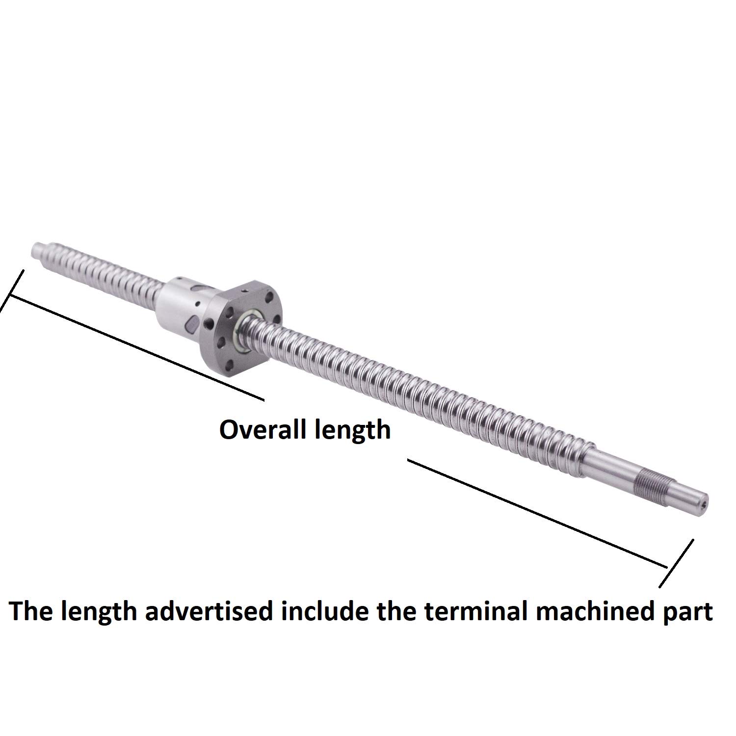 Ball Screw SFU2010 RM2010 Length 500mm Diam 20mm with Ballnut and ballnut housing + end Supports BK/ BF15 + Coupler for CNC, Length Approx 19.7 inch/ 500mm
