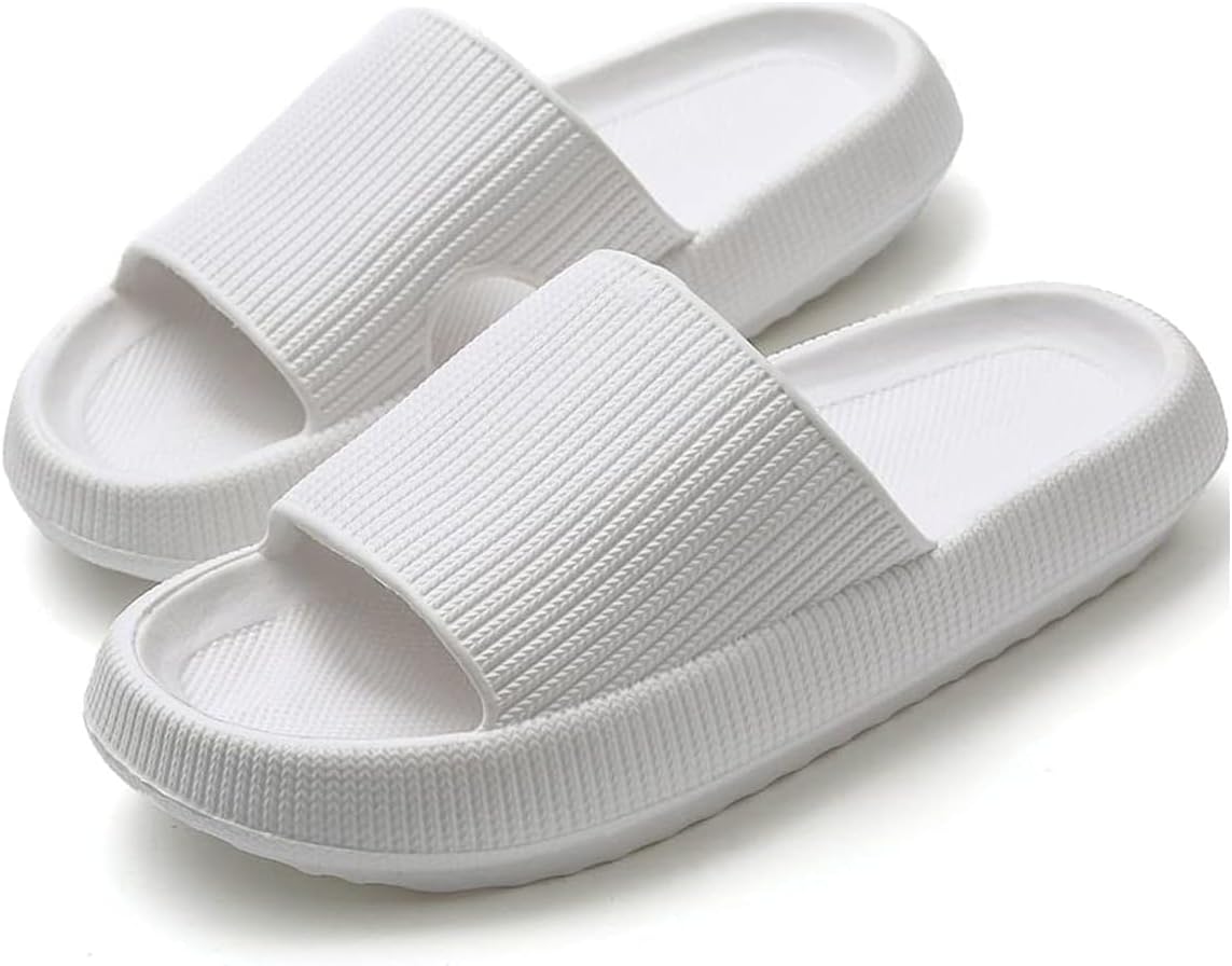Pillow Slippers for Men Women, Thick Sole EVA Slides with Arch Support