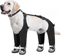 Giiyoe Waterproof Dog Suspender Boots - Rain Snow Shoes with Anti-Dirt Pants, Adjustable Suspenders for All Breeds, Non-Slip Paw Protection