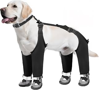 Giiyoe Waterproof Dog Suspender Boots - Rain Snow Shoes with Anti-Dirt Pants, Adjustable Suspenders for All Breeds, Non-Slip Paw Protection