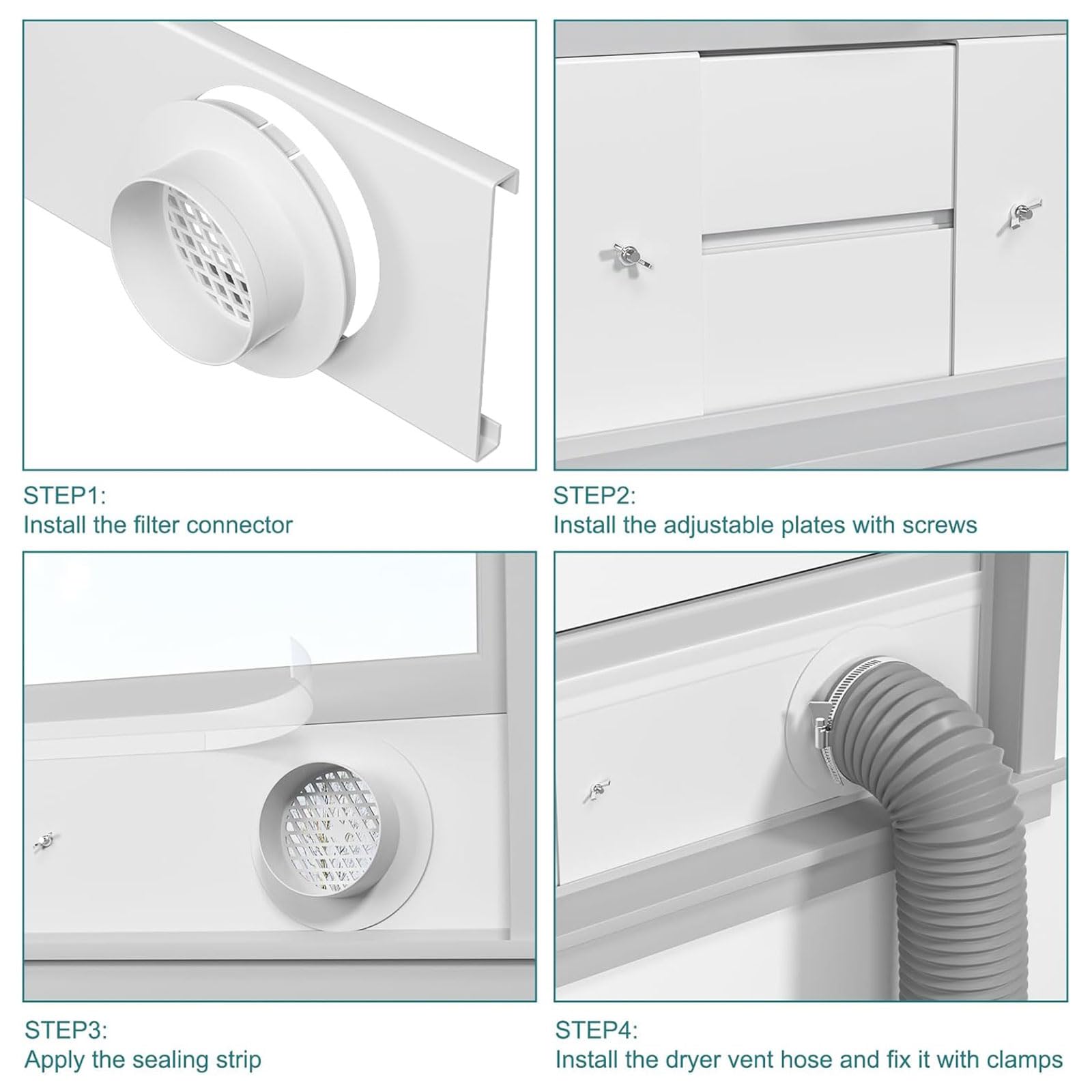 Sharplace Kit de Joint de Fenêtre pour Climatiseur Portable, Kit de Fenêtre Climatiseur Mobile, Kit de Glissière de Fenêtre Réglable, Pratique, Robuste, Réglable, Léger pour Conduits