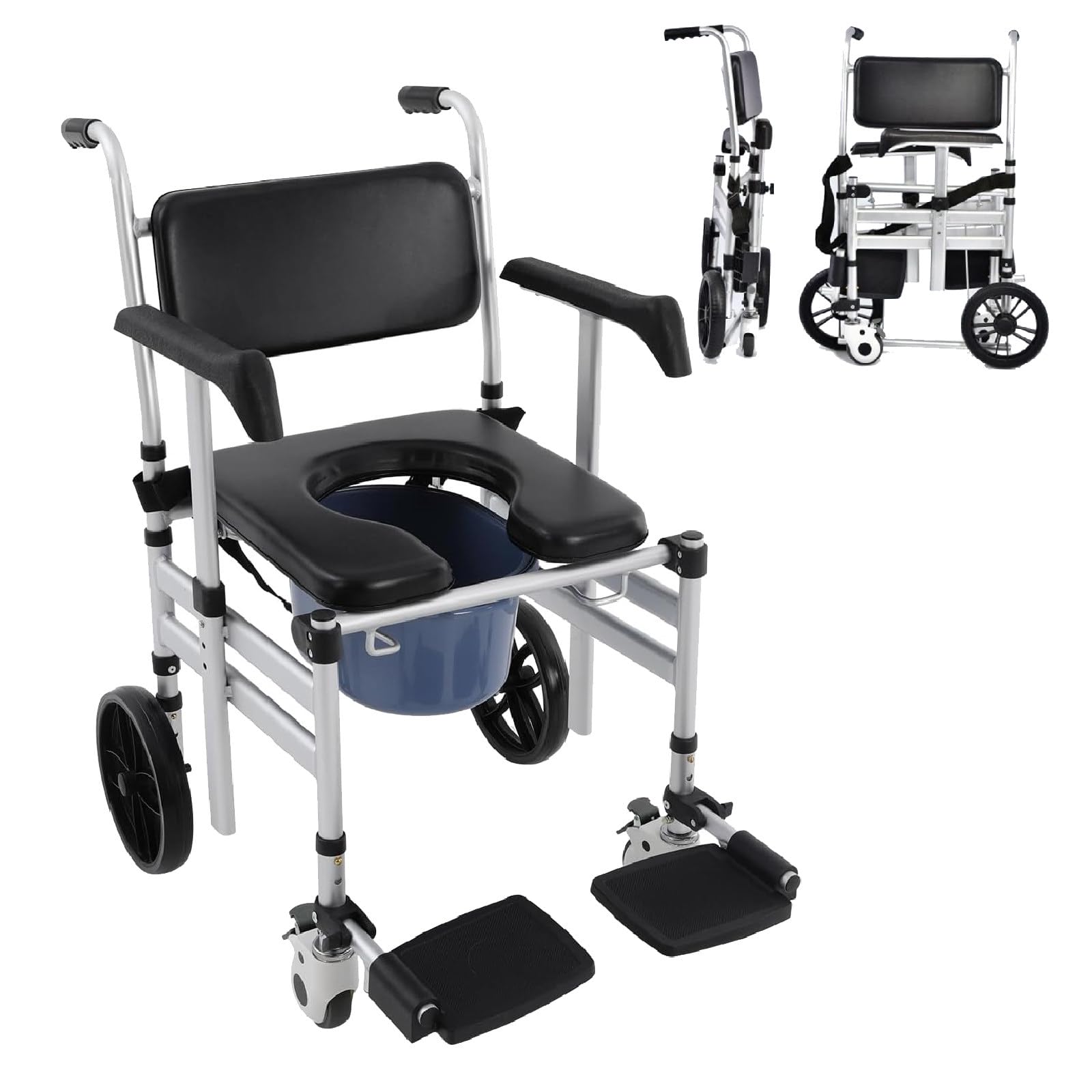 GAYAYAS Height-Adjustable Commode Chair, Commode Chair on Wheels