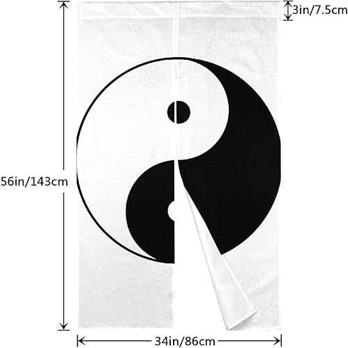 Miniatura 3 de Yin Yang Symbol Impreso Japonés Noren Cortina de Puerta y Cortinas de Ventana 34 X 56 Pulgadas