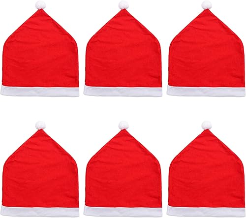 6 fundas para sillas de comedor con sombrero rojo fundas traseras para sillas de Navidad fundas para sillas de cocina para decoración de Navidad y