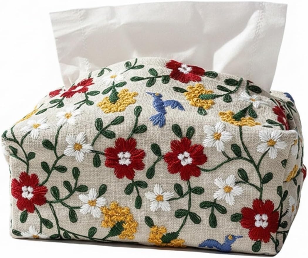 Tissue Box Holders Embroidered Tissue Box Cover – A Decorative and Functional Holder Suitable Fun Bathroom Decor