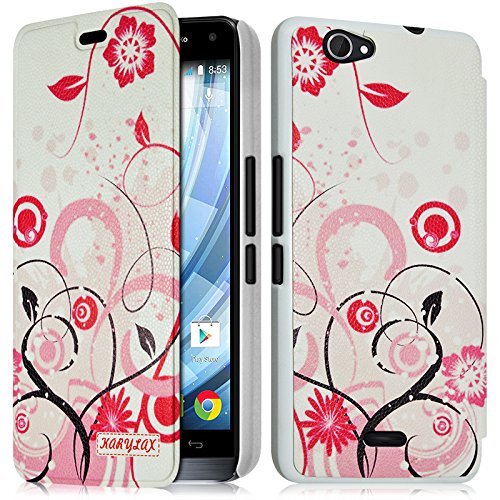 KARYLAX Seluxion - Coque Housse Etui à Motif HF30 Rabat latéral et Porte-Carte pour Wiko Getaway + Film de Protection