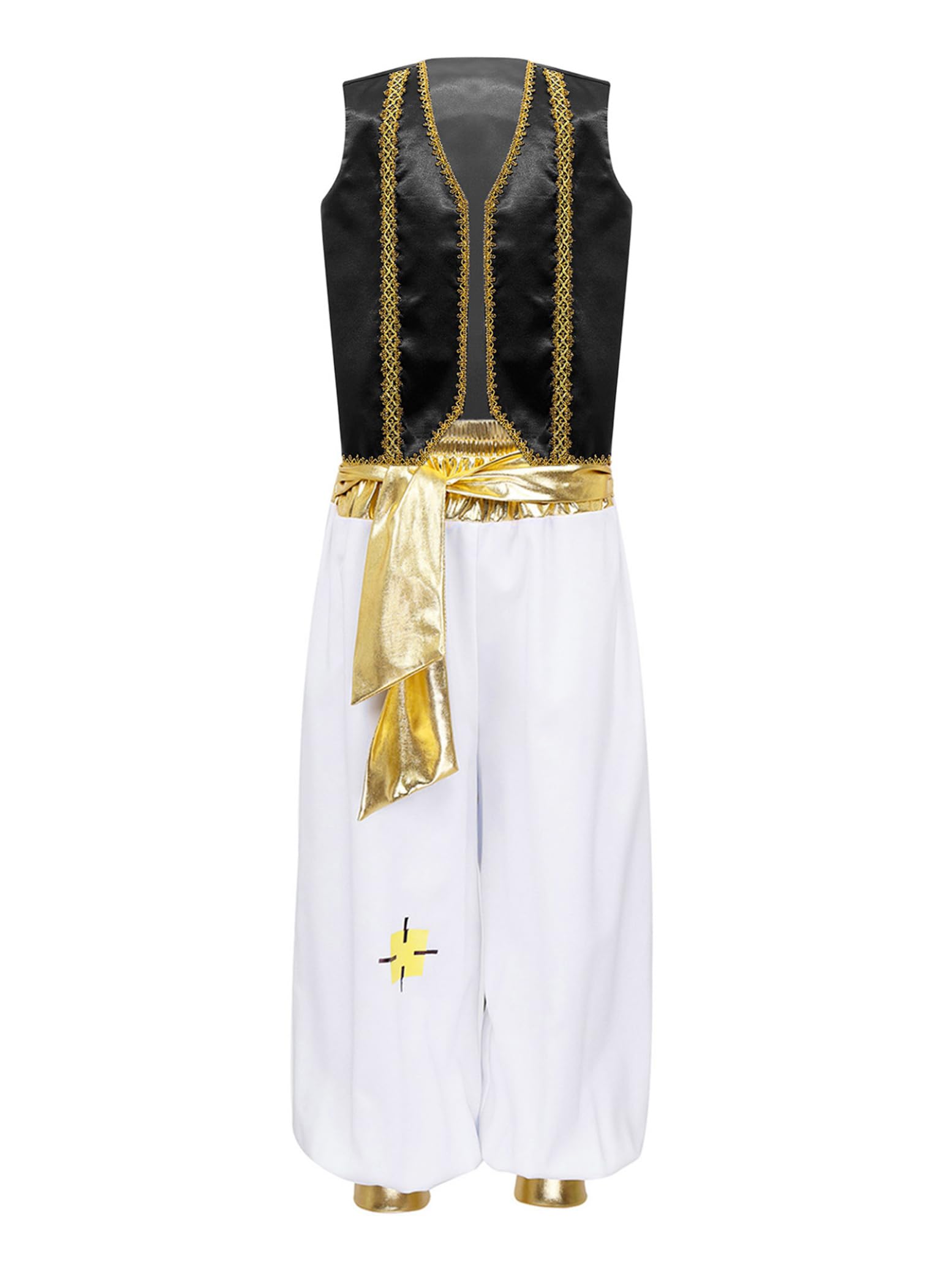 Yihuimin Arabian Prince Street Dance Suits for Boys Silky Waistcoat with Harem Pants Black 13-14 Years
