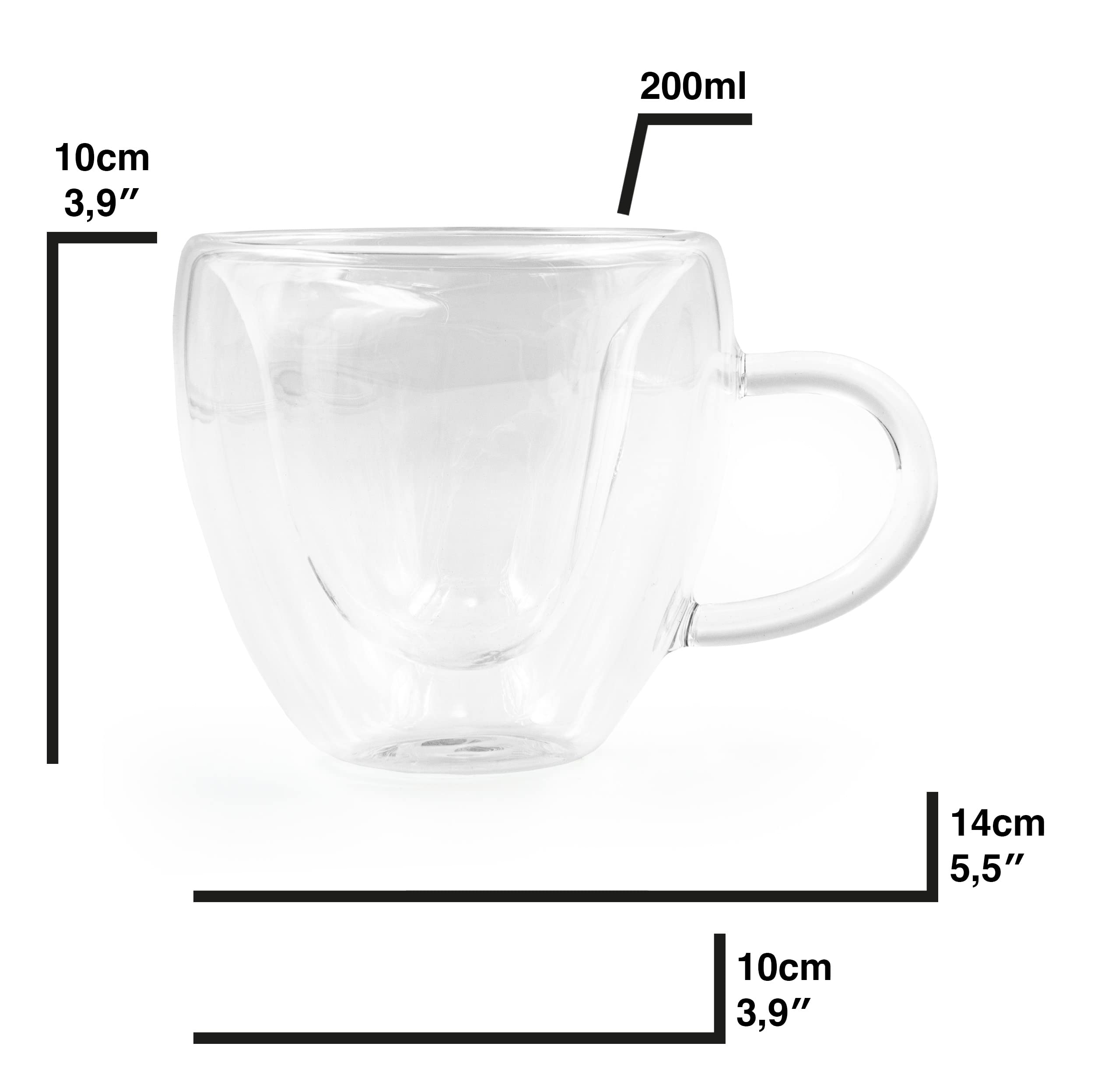 Blümelhuber Set of 2 Glass Cups Double-Walled Glasses in Heart Shape, Tea Cup Office, Cappuccino Cups, Coffee Glass - Image 3