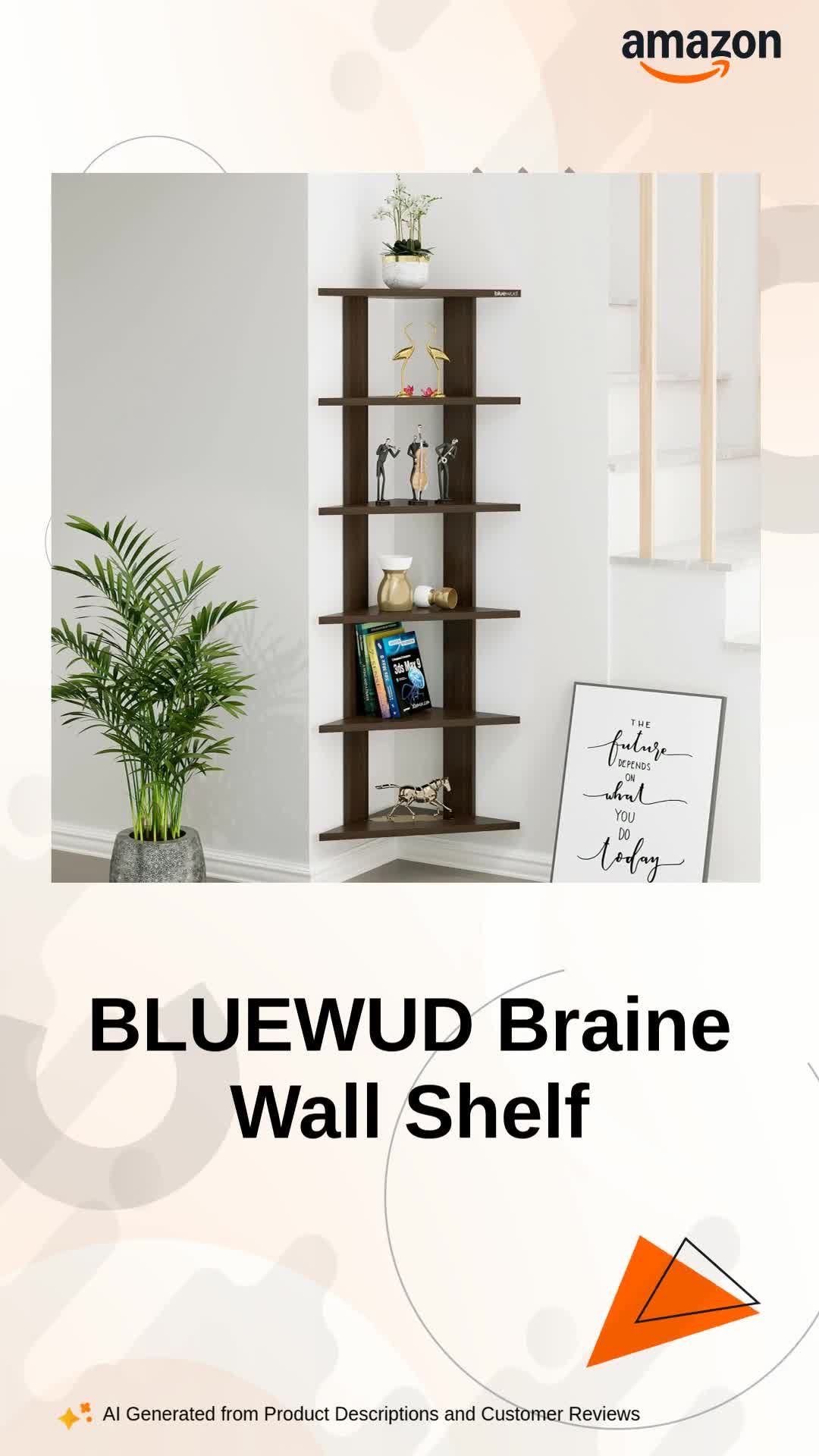 BLUEWUD Braine Engineered Wood Multipurpose Wall Decor Floating