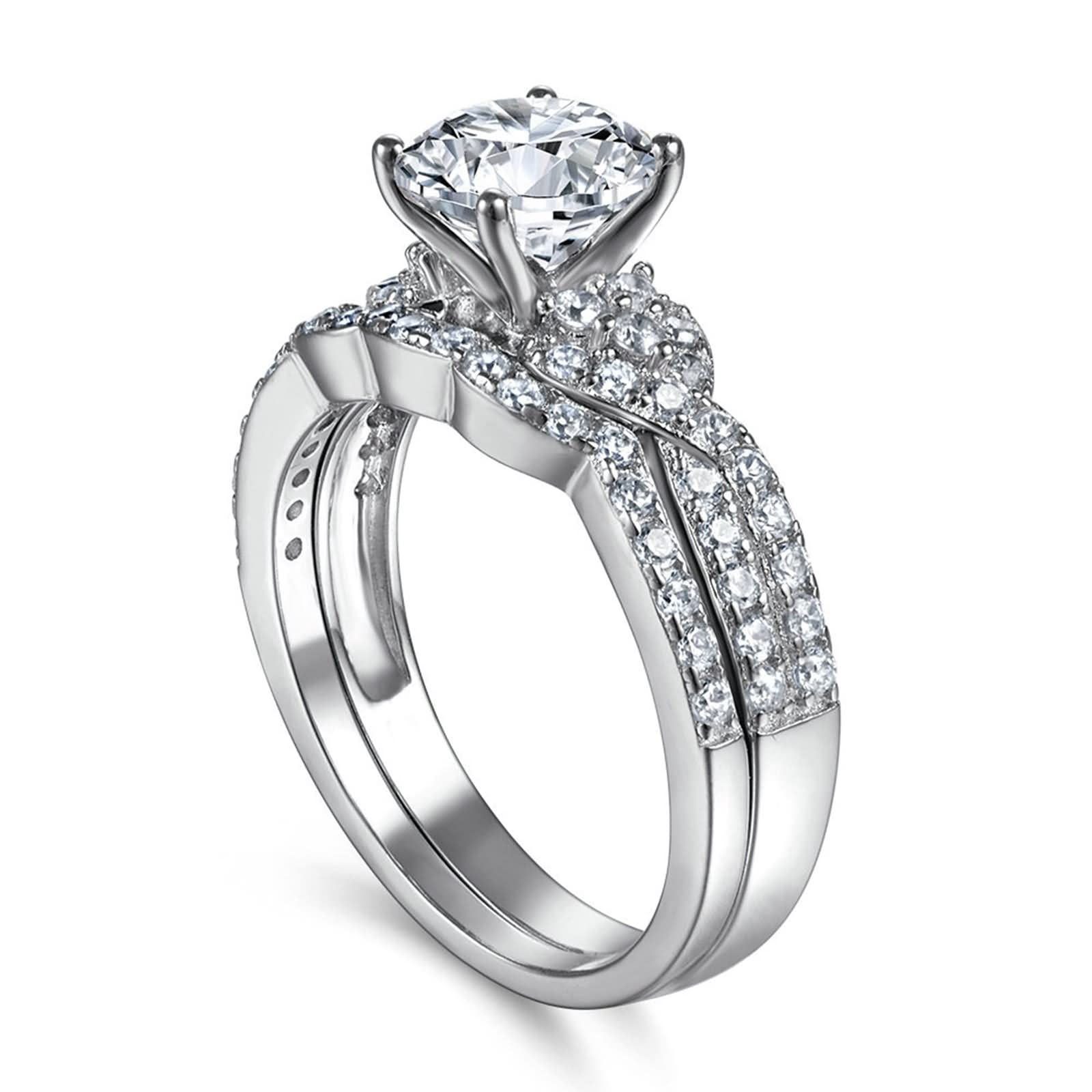 Damenringe aus Sterlingsilber, Entspannungsgeschenke für Frauen, kreuzgedrehtes Sterlingsilber mit Zirkonia