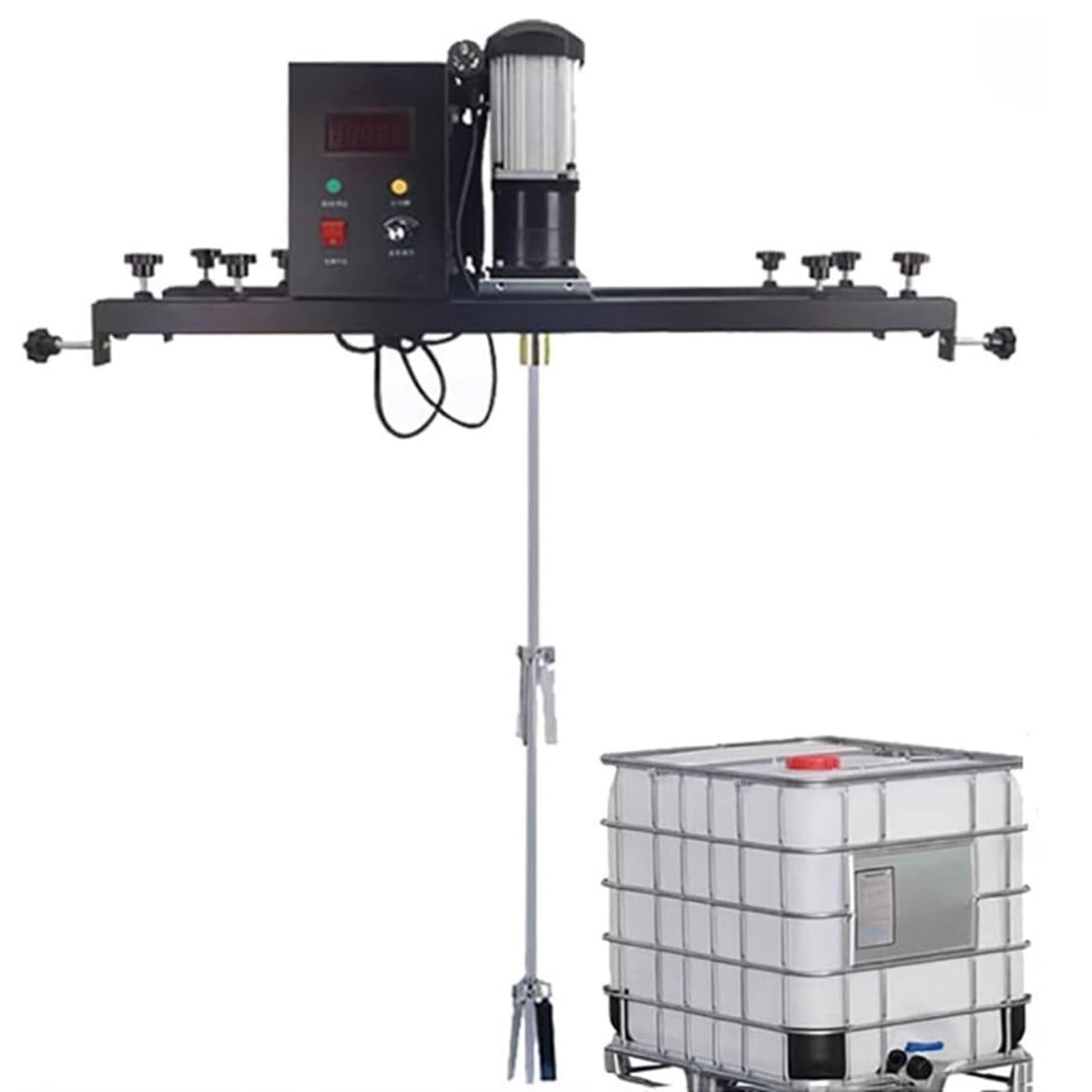 IBC Mezclador de pintura, máquina mezcladora de tanque de 980 W, con hélice plegable, colgador de soporte, equipo de mezcla de pintura para materiales de revestimiento de pintura, agitador disolvente