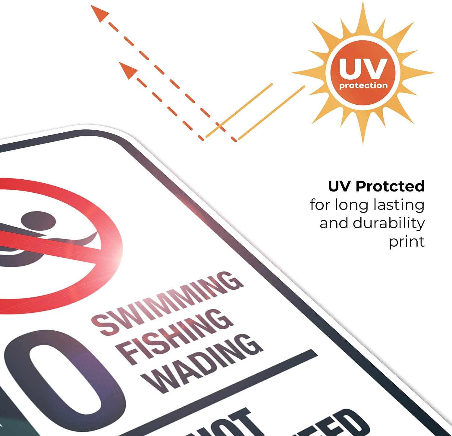 Warning No Swimming Fishing Wading Do Not Molest Or Feed The Alligators Sign, 12x18 Inches, Rust Free .063 Aluminum, Fade Resistant, Made in USA