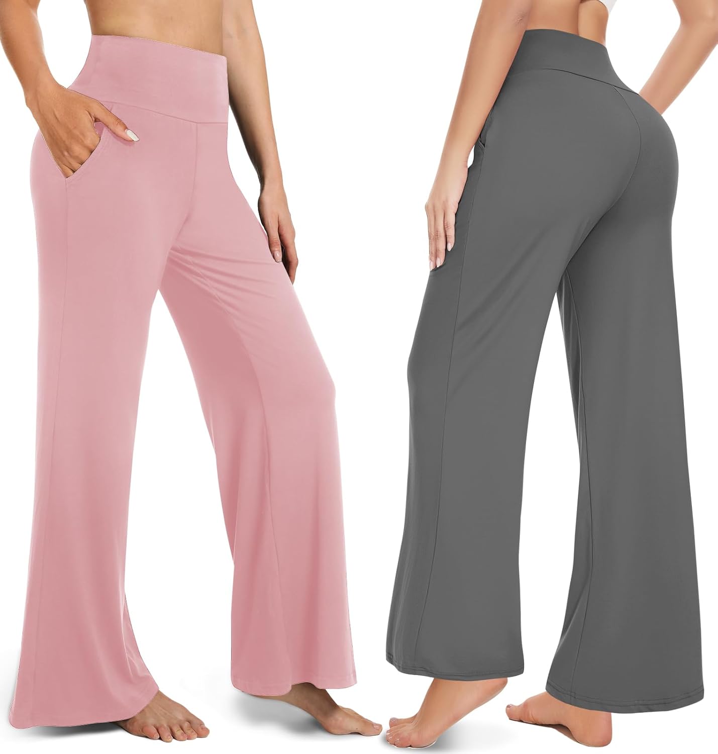 FULLSOFT 3 Pack Women's Wide Leg Yoga Pants Comfy Loose Sweatpants High Waisted Lounge Casual Pants with Pockets - Image 2