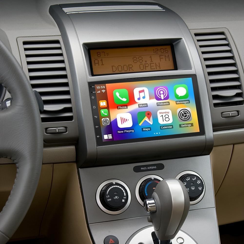 7 inch Car Radio Stereo for Nissan Sentra 2007-2012 Head Unit Backup Camera 2+32G Double Din Stereo for Sentra 2007 2008 2009 2010 2011 2012 with Wireless Carplay Android Auto Bluetooth RDS DSP SWC