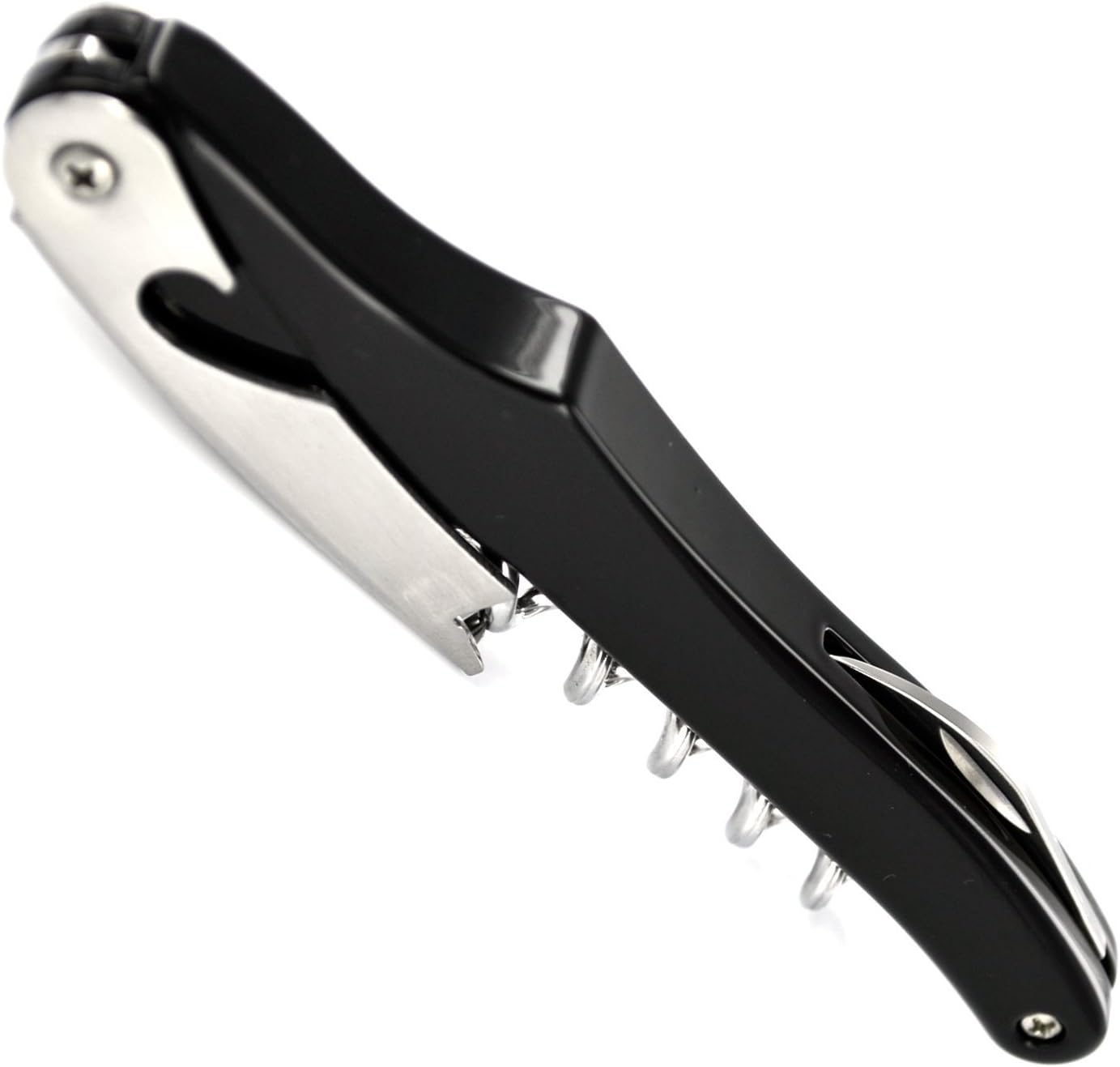 Dolphin Professional Waiter's Corkscrew Aluminum Handle Two Step Lever - Black
