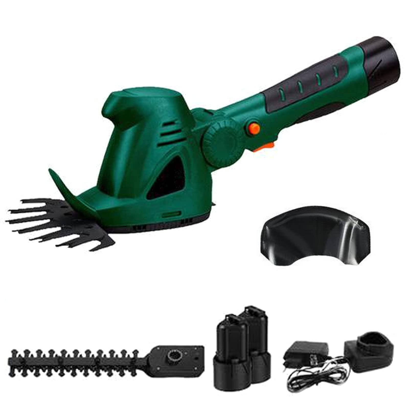 2 in 1 Forbici da Giardino a Batteria Tagliasiepi Forbici per Erba e Cespugli, Larghezza di Taglio 160mm, 2 Lame, Inclusa la Batteria di Ioni di Litio da 10.8V (2Ah) e Caricabatterie, Tagliaerba