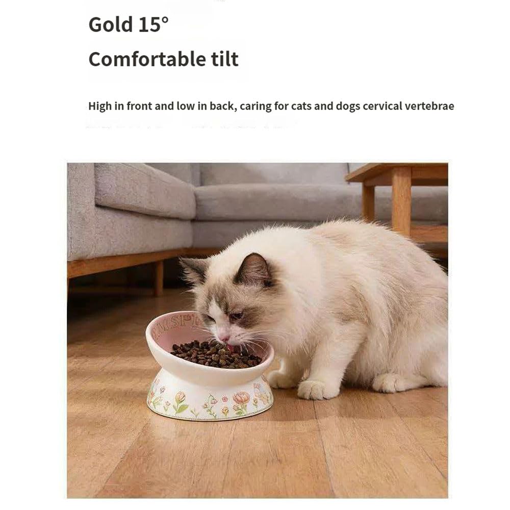 Adorable Juego de 3 comederos para Gatos Ragdoll, de cerámica. Incluye Bebedero, comedero Inclinado y Plato Hondo. B