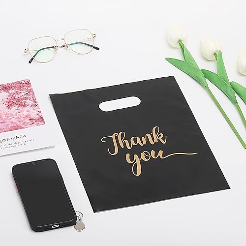 Miniatura 4 de LoveBB 100 bolsas de mercancía de agradecimiento para pequeñas empresas, 2.36 mil de grosor, 12 x 15 pulgadas, bolsas de compras de plástico con asa