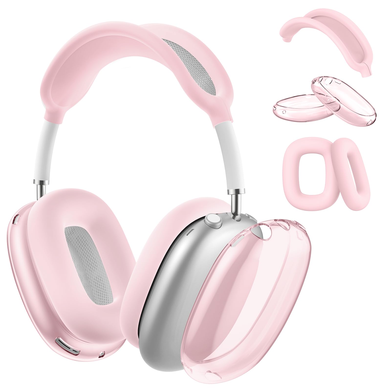 Maxjoy for AirPods Max Case, Transparent Ear Cups Cover/Headband Cover for AirPods Max Headphones, Soft Clear TPU/Silicone Accessories Protector
