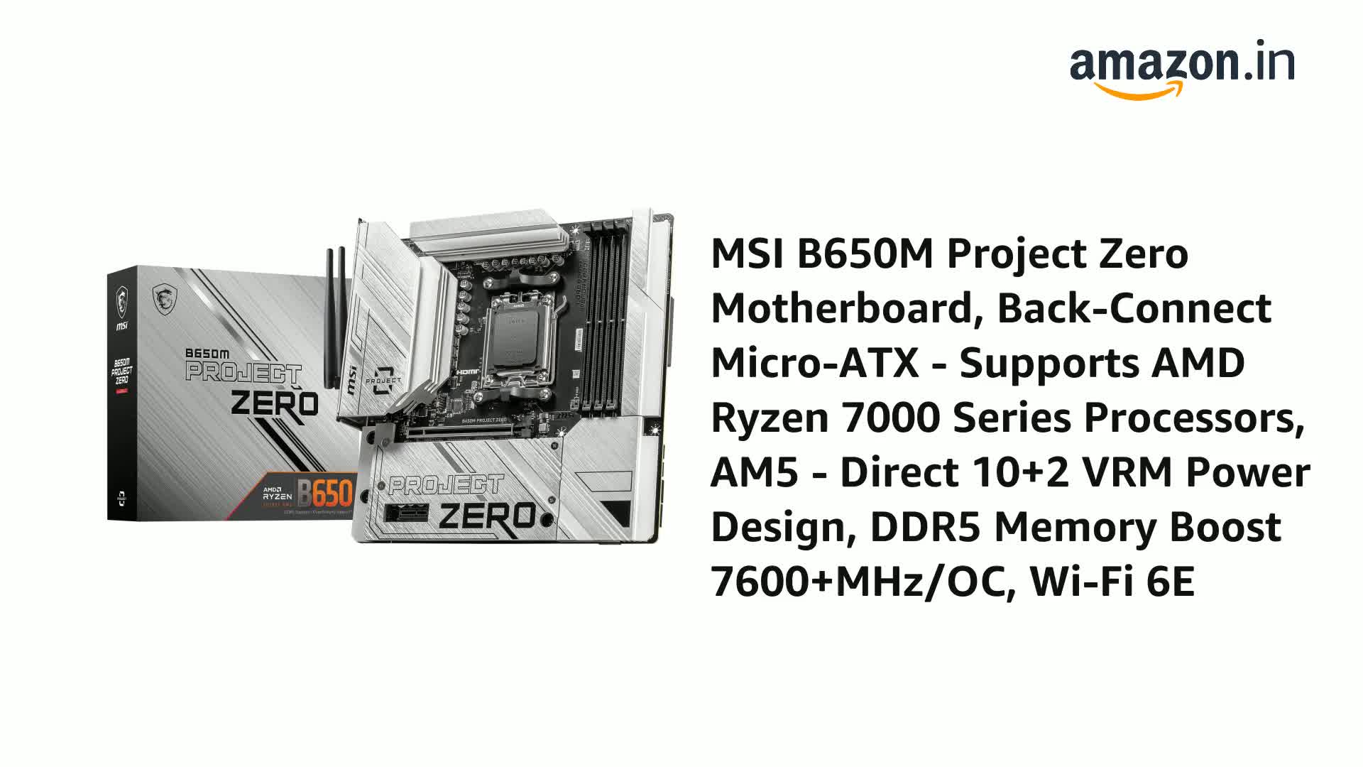 Amazon.in: Buy MSI B650M Project Zero Motherboard, Back