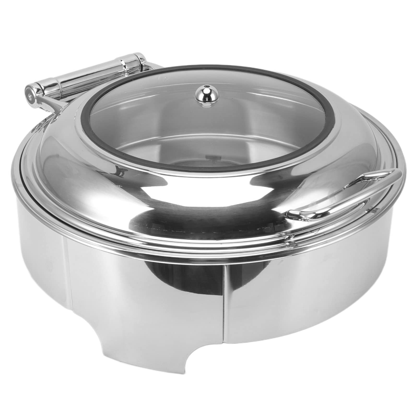 Ejoyous Chafer Redondo de Acero Inoxidable para Buffet, Plato Redondo con Tapa Enrollable, Cuerpo de 16,7 Pulgadas, Bandejas para Comida y Agua, Apertura de 90° y 180°, para Banquetes Buffet Catering