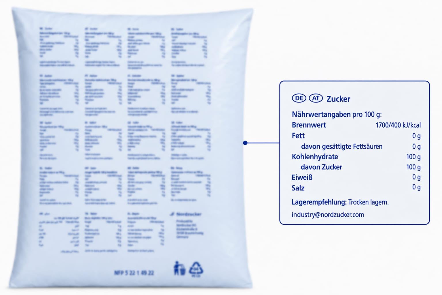Nordzucker Fein Weißzucker 25 kg Sack
