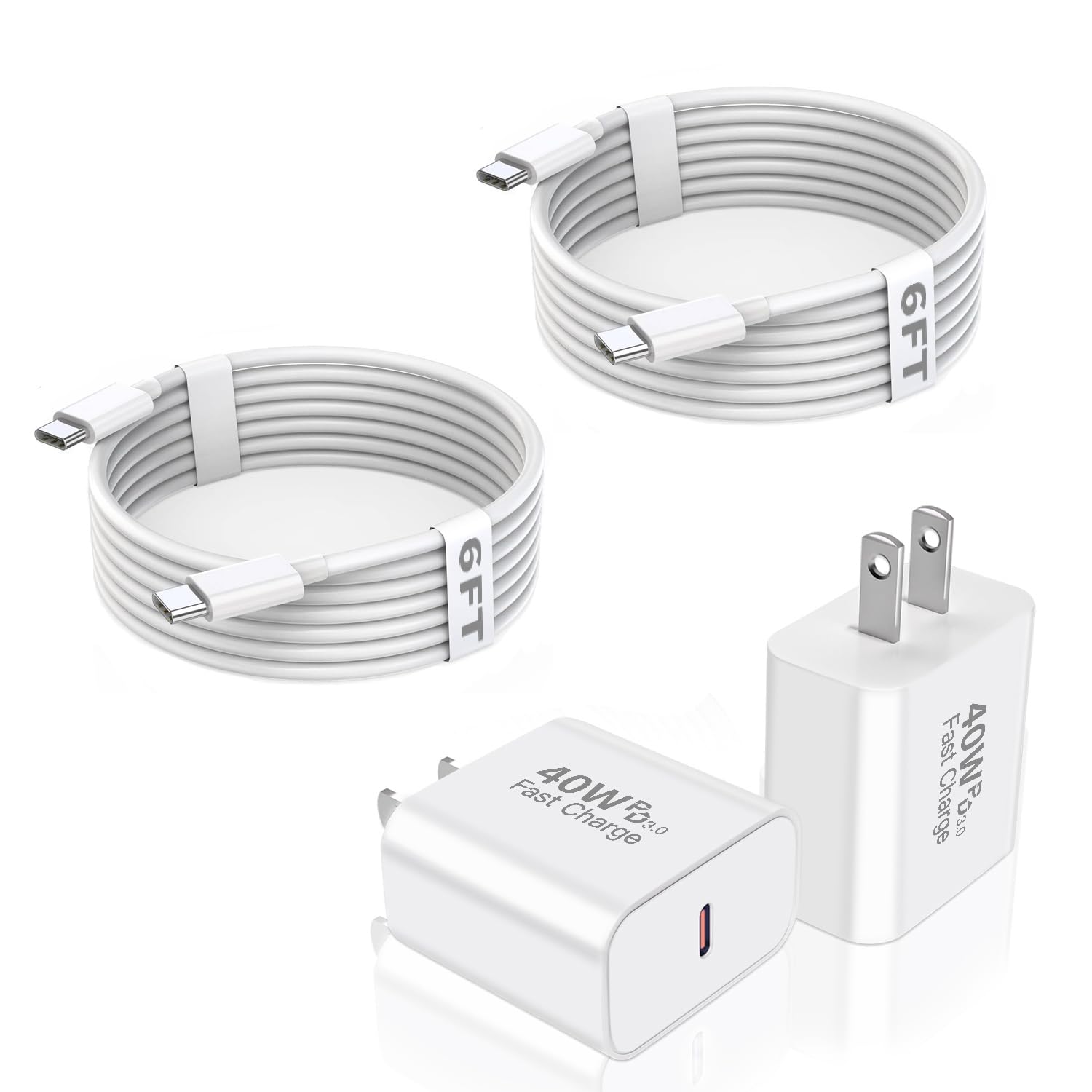 Apple Fast Charger for iPhone 17 16 15 Pro Max 2 Pack 40W USB C Charger Charging Block