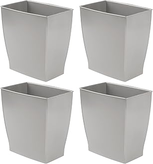 iDesign Small Bathroom Trash Set of 4-Gray Mono Rectangular Can M4
