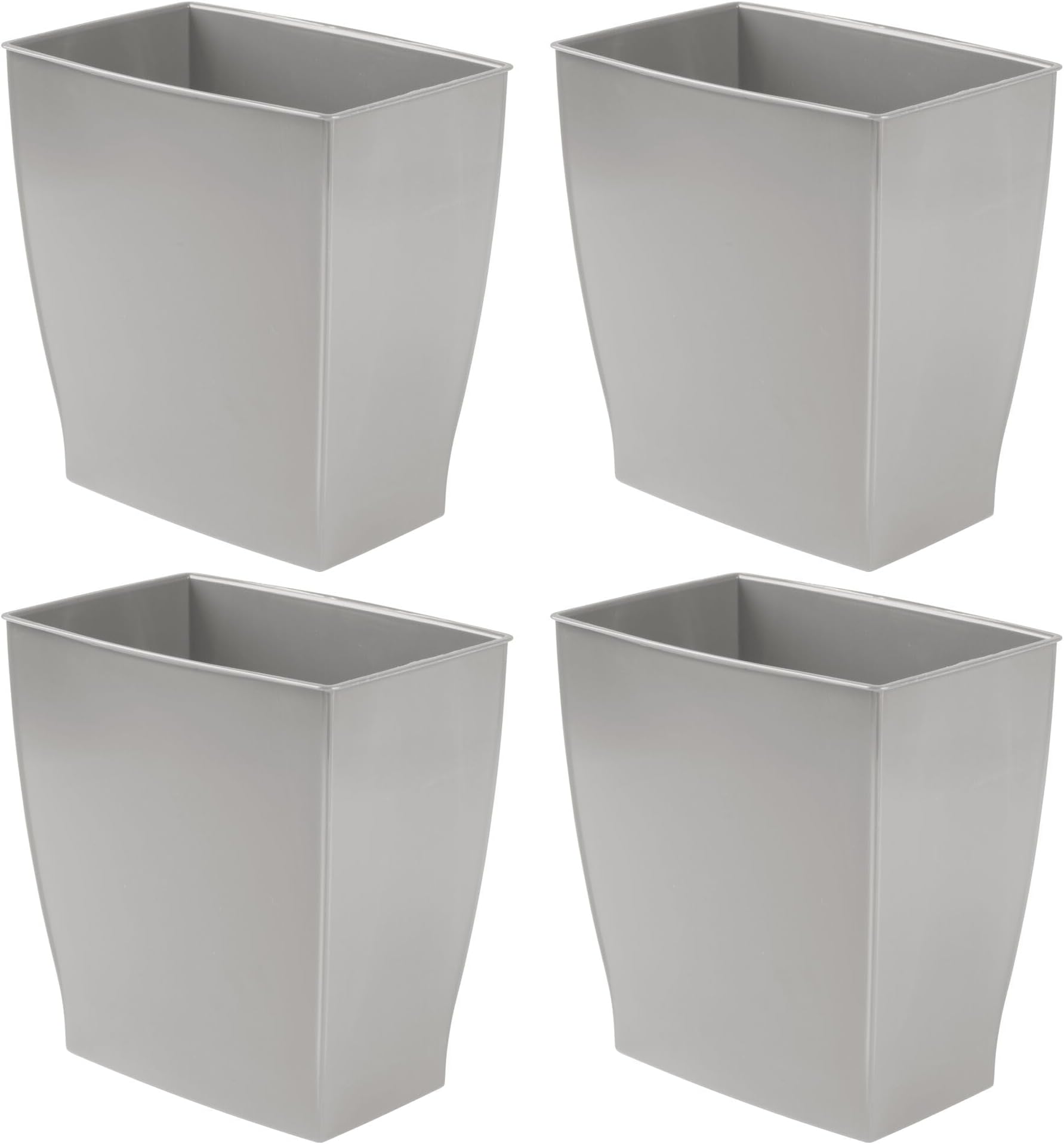 iDesign Small Bathroom Trash Set of 4-Gray Mono Rectangular Can M4
