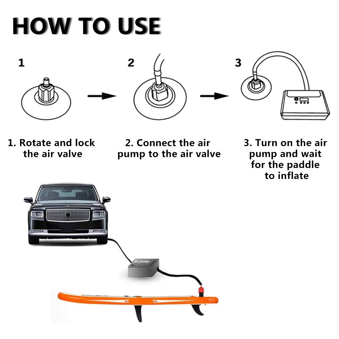 SUP Electric Pump Adaptor Compressor Air Valve Converter Multifunction