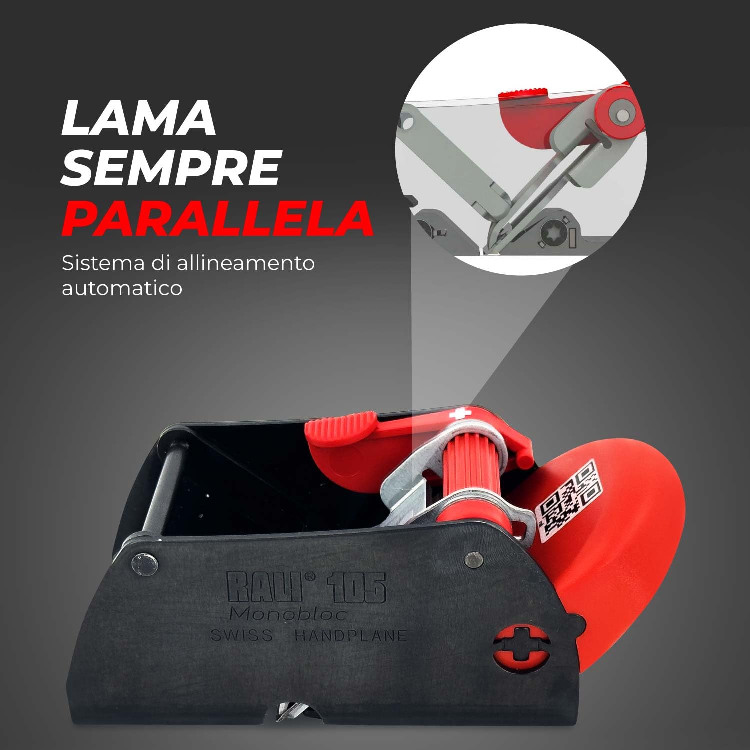 RALI 105 Piallatrice Manuale Monoblocco per Lavorazione del Legno | Piallatrice per Legno con Doppio Taglio Reversibile, Nessuna affilatura necessaria and Regolazioni ultra-facili