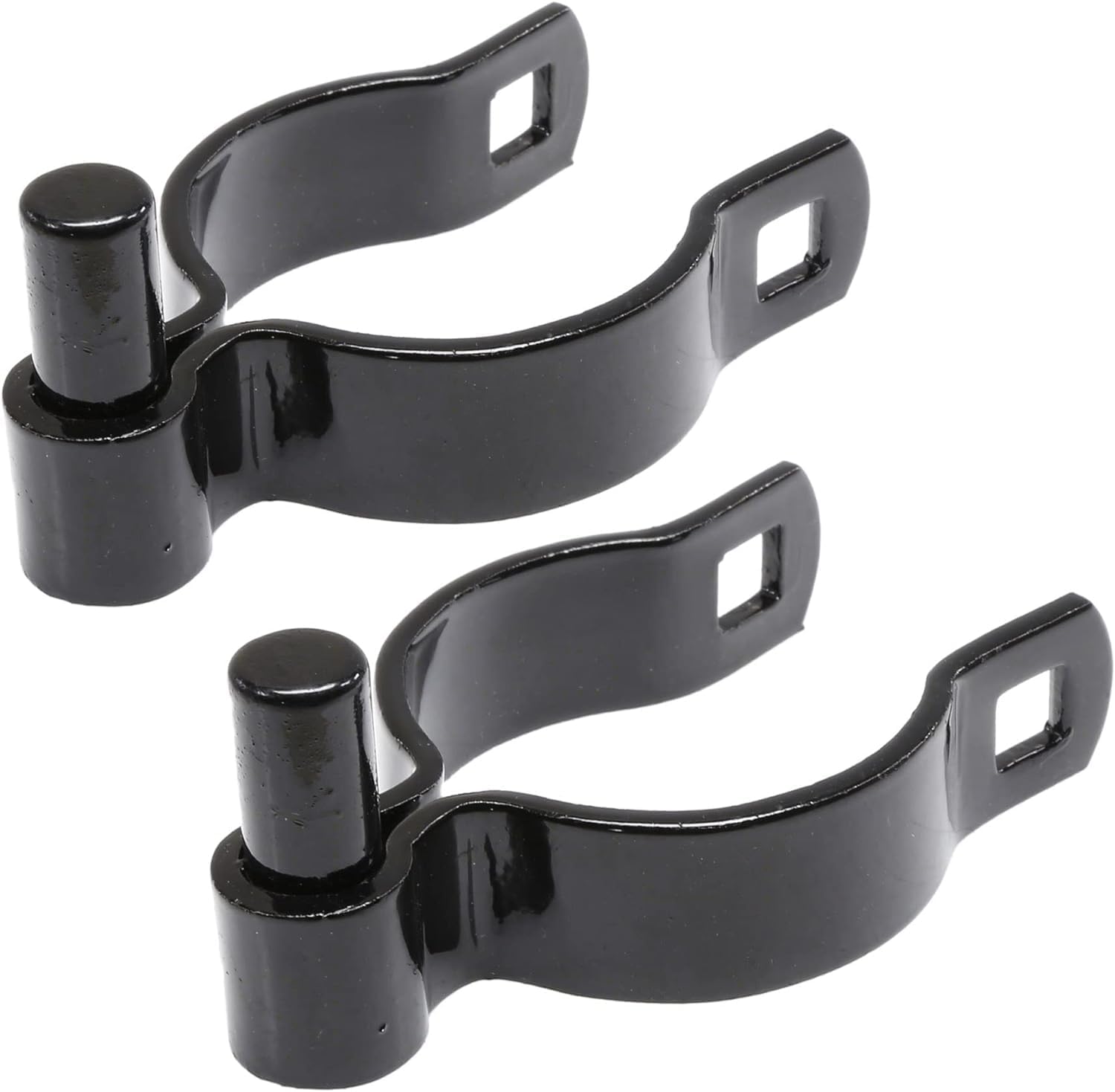 Chain Link Gate Post Hinge - Heavy Duty Pressed Steel - Includes Carriage Bolts & Nuts (Black Coated Steel, 2-3/8")