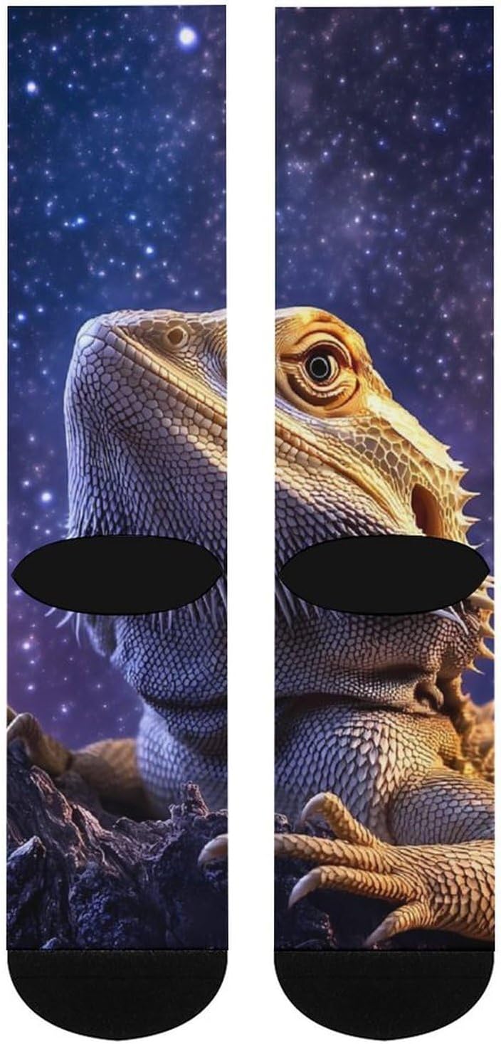 Bearded Dragon Knee High Socks Athletic Long Stockings Sport Casual Crew Tube Sock Boot 46cm
