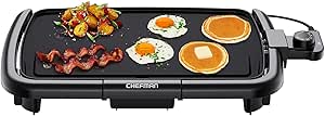 Chefman Electric Griddle with Removable Temperature Control, 9.8 x 15.7 Inch Nonstick Flat Top Grill, Slide-Out Drip Tray