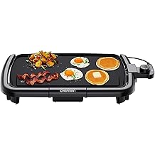 Chefman Electric Griddle with Removable Temperature Control, Immersible Flat Top Grill, Burger, Eggs, Pancake Griddle, Nonstick Easy Clean Cooking Surface, Slide Out Drip Tray, 10 x 16 Inch