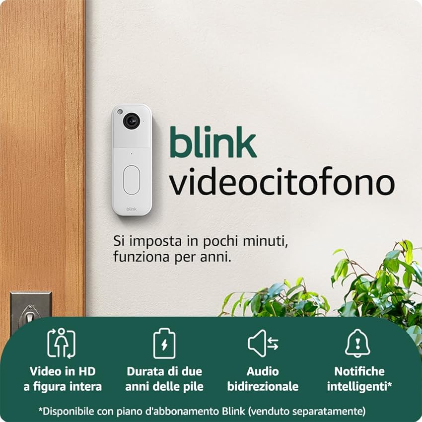 Nuovo videocitofono supplementare Blink | Video HD a figura intera, durata delle pile di due anni, IP-65 | Compatibile con Alexa | Necessario modulo di sincronizzazione non incluso (bianco)
