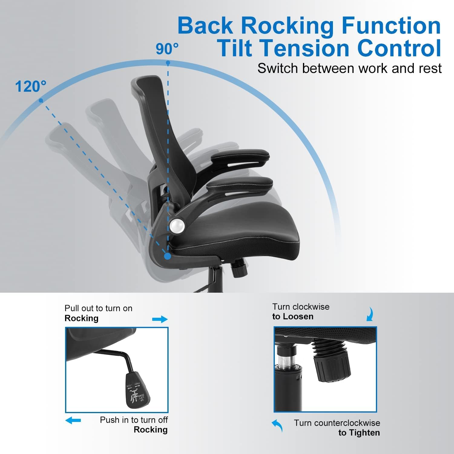 Sedia Ufficio Ergonomica In Rete Nera - Schienale Regolabile 90-108°, Braccioli Pieghevoli, Supporto Lombare, Portata 136 Kg