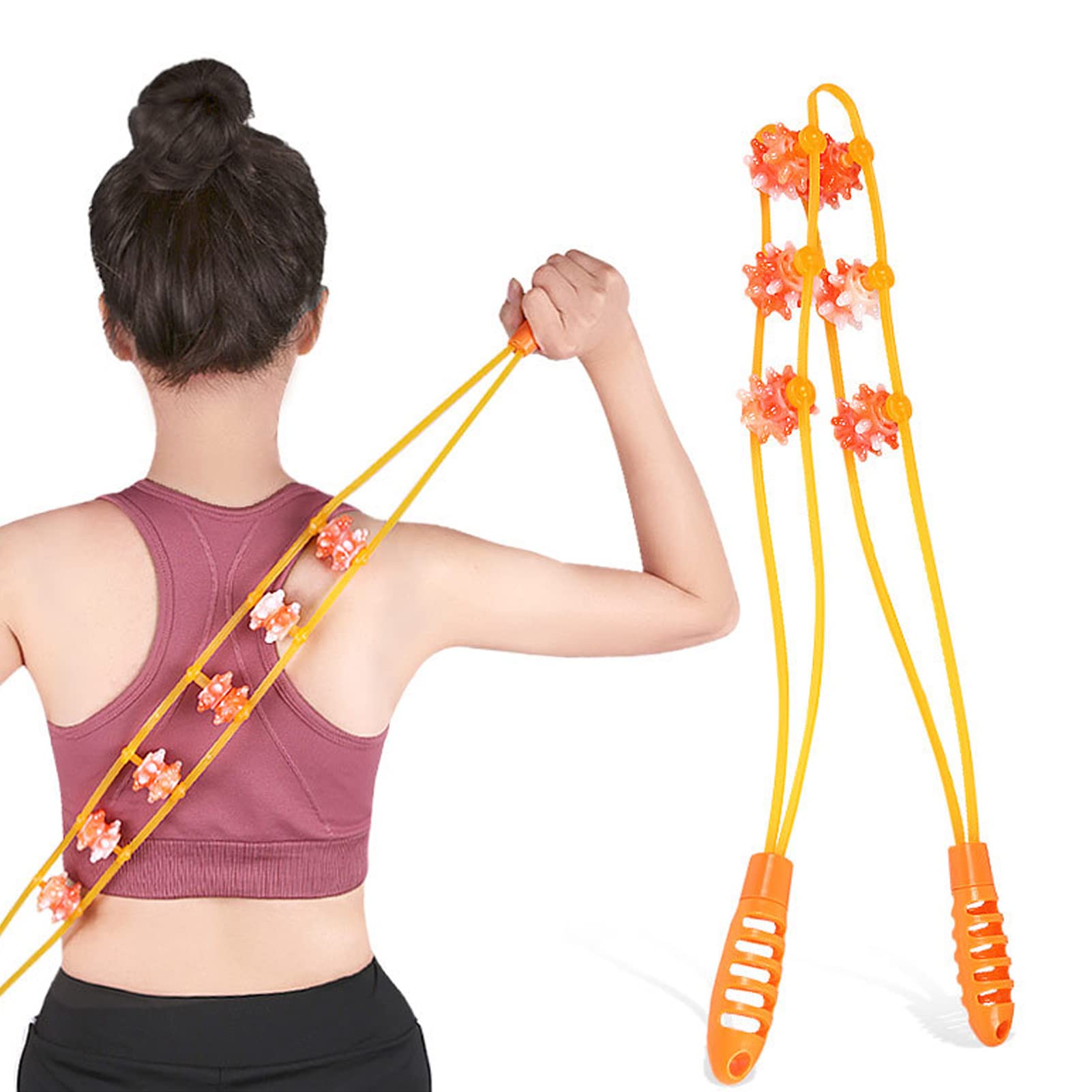 ZJchao Back Massage Roller Rope, Portable Handheld Maderoterapia Cellulite Massage Roller Rope Massage Strap for Back, Neck, Shoulders, Legs