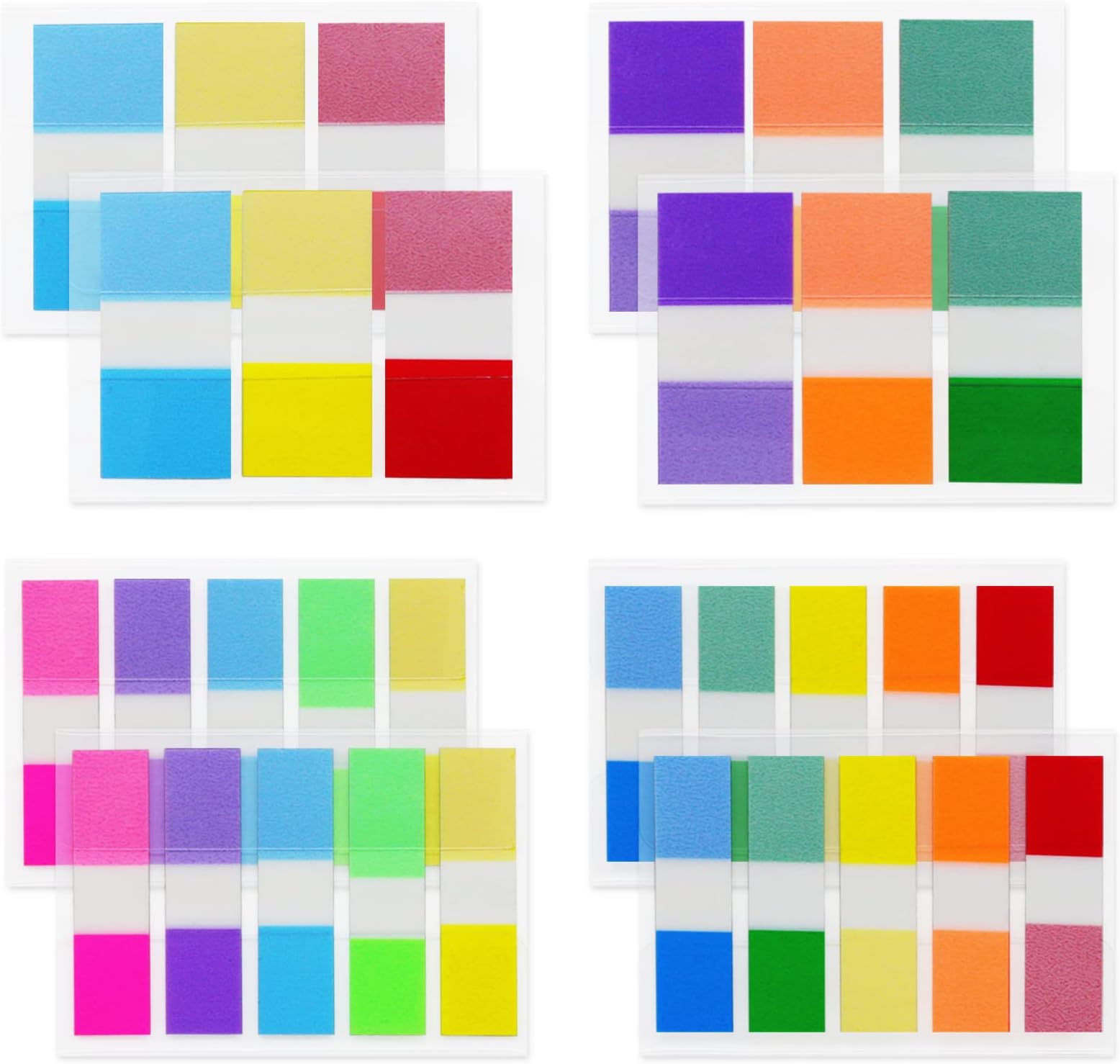 KICNIC Sticky Tabs 800 Pcs, 2 Sizes (1.77ร0.79 in & 1.77ร0.39 in) Fluorescent Pop Up Book Tabs, Adhesive Index Page Markers, Reusable School Office Supplies, 8 On-The-Go Dispensers (10 Colors)