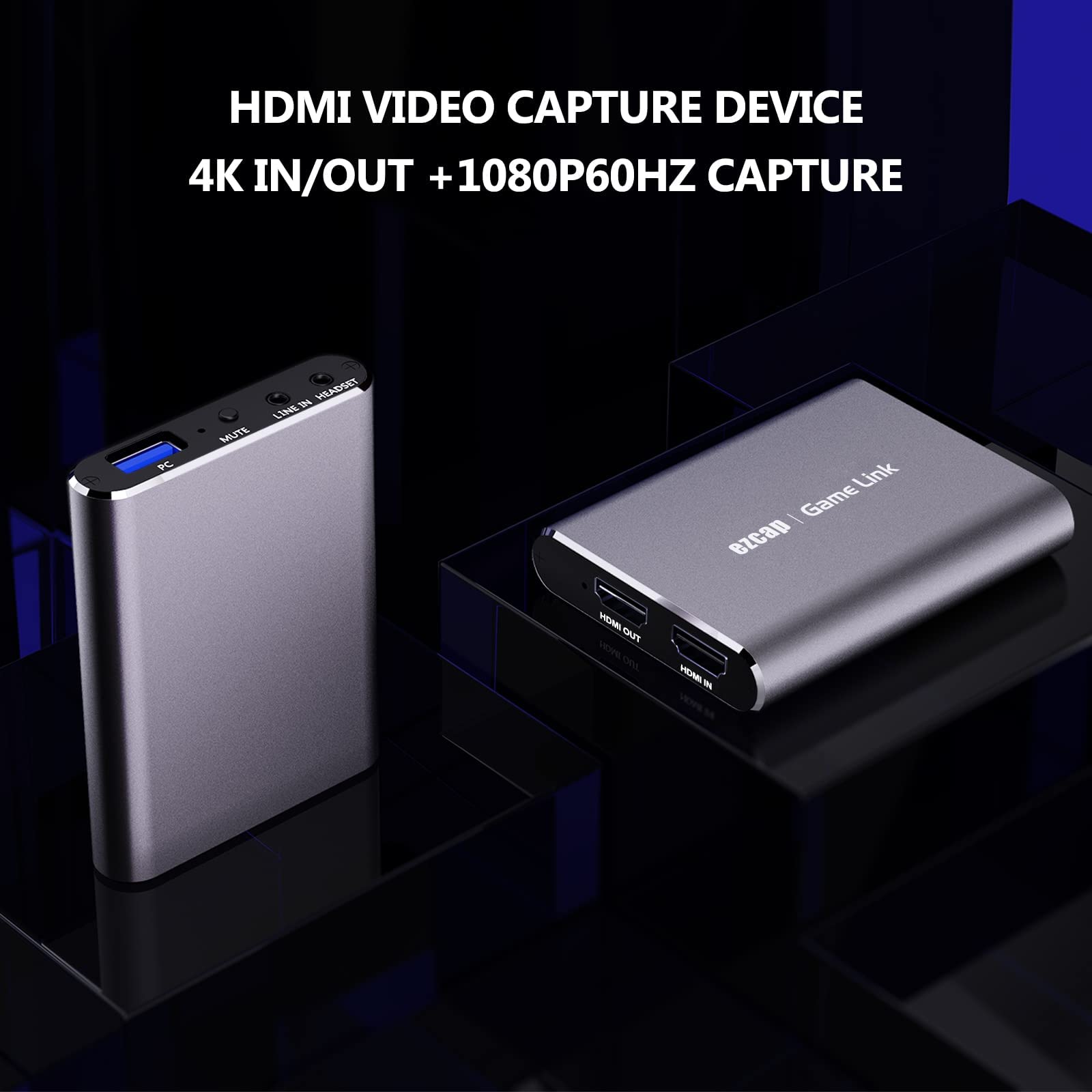 Ezcap311P HDMI Game Capture, Capture Card 1080p 60fps with Mic Input, 4Kp60 Input and PassThrough Audio Video Output for Streaming Nintendo Switch Xbox One Mobile
