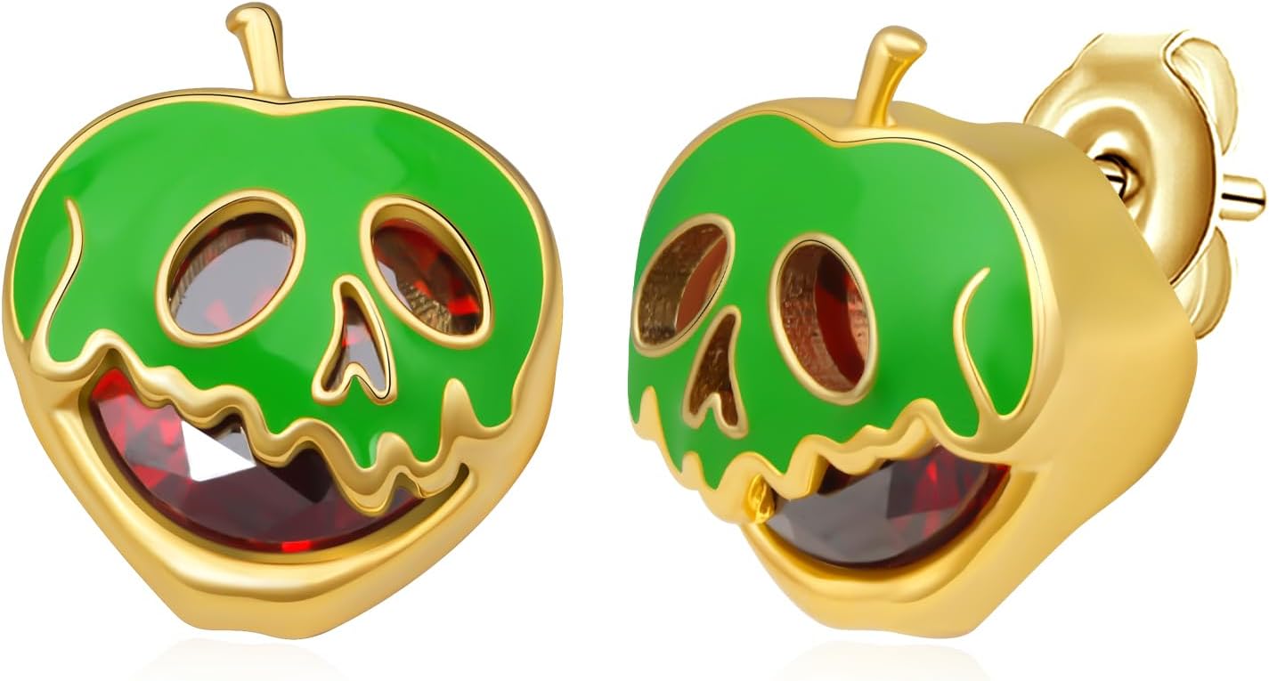 Poison Apple Earrings 925 Sterling Silver Evil Queen Earrings Apple Skull Face Jewelry Gift Cosplay for Evil Queen Accessories for Women Men